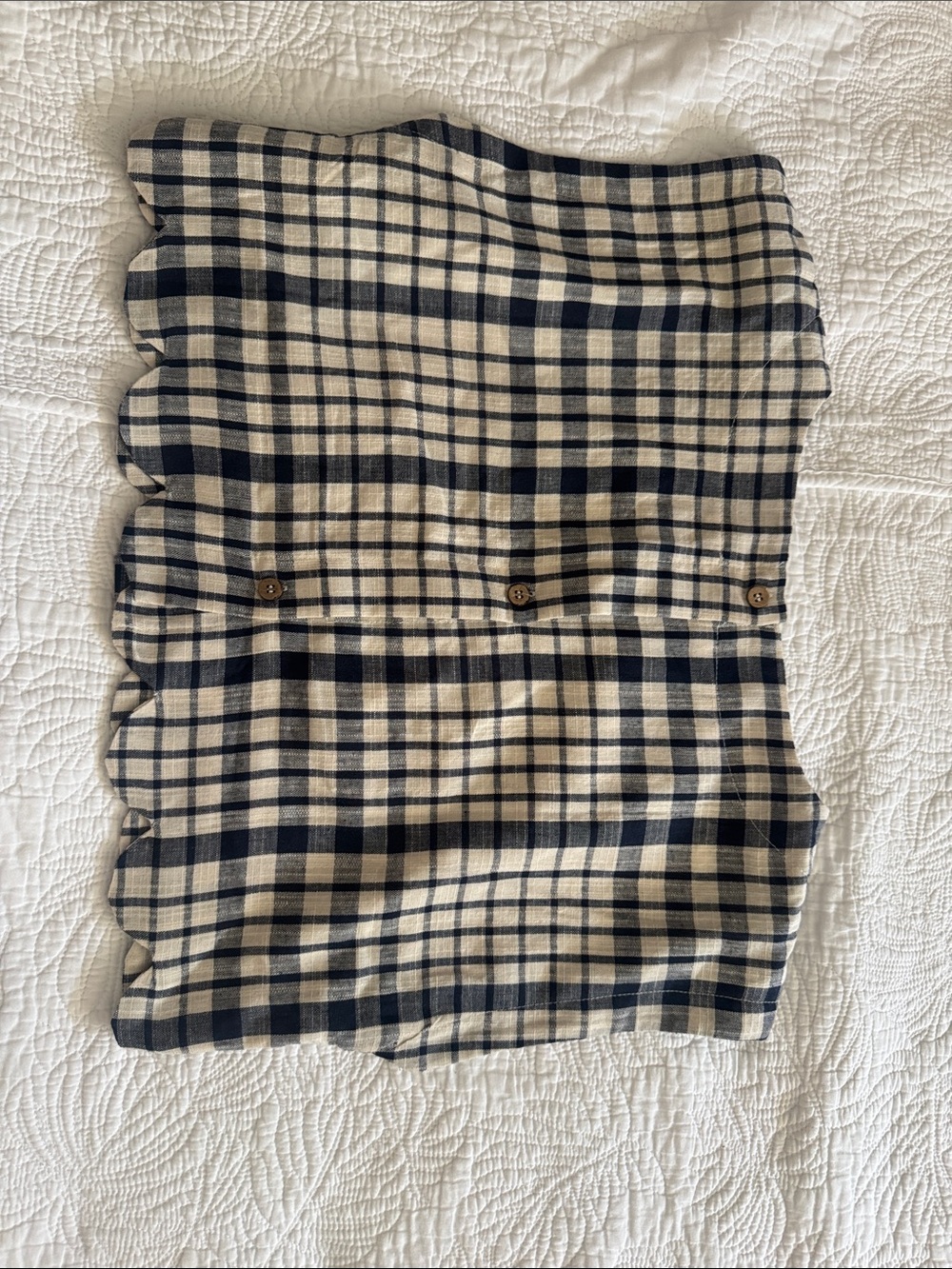 MARBLE Navy and Cream Gingham Two-Piece Crop Top and Skirt Set - Picture 4 of 4
